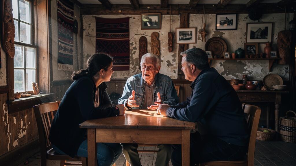 Interaction entre un voyageur et un artisan local au Québec, partage d'une tradition culturelle authentique